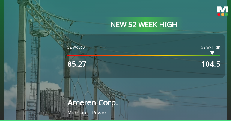 Ameren Corp. Hits New 52-Week High at $104.50, Reflecting Strong Growth