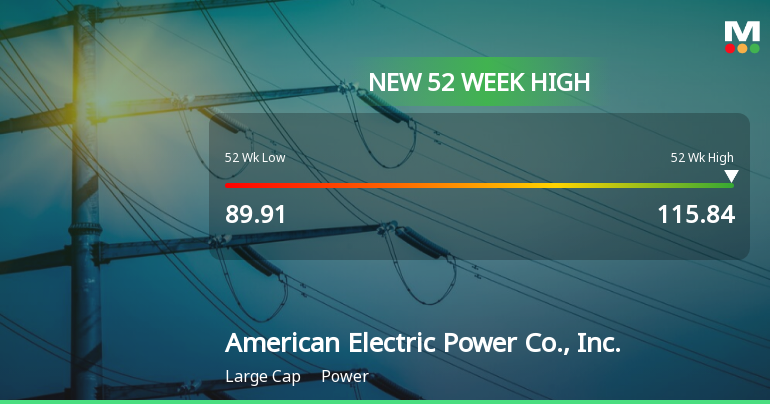 American Electric Power Co. Hits New 52-Week High of $115.84