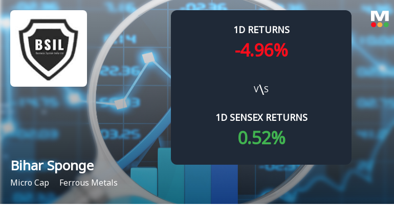 Bihar Sponge Iron Faces Heavy Selling Pressure, Declines 4.96% Amid Ongoing Losses