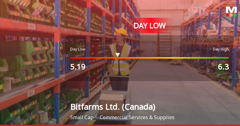 Bitfarms Ltd. Hits Day Low of CAD 5.19 Amid Price Pressure