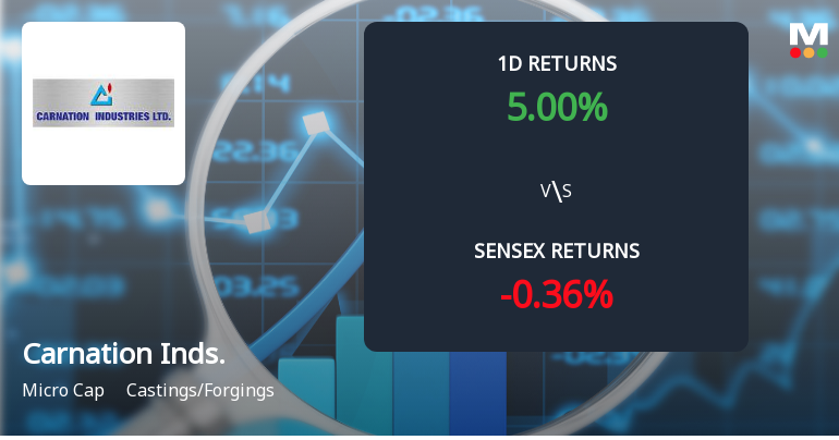 Carnation Industries Ltd Surges 5% to New 52-Week High of Rs. 29.61 Amid Strong Gains
