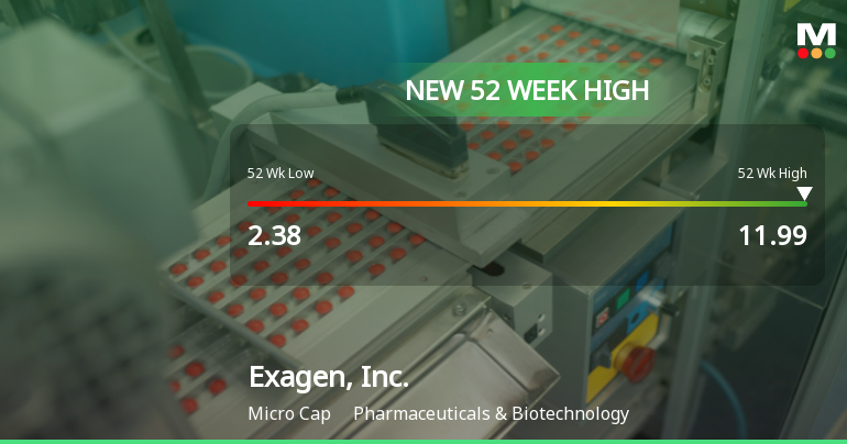 Exagen, Inc. Hits New 52-Week High of $11.99, Surging 498.99%
