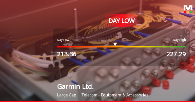 Garmin Ltd. Hits Day Low of USD 213.36 Amid Price Pressure