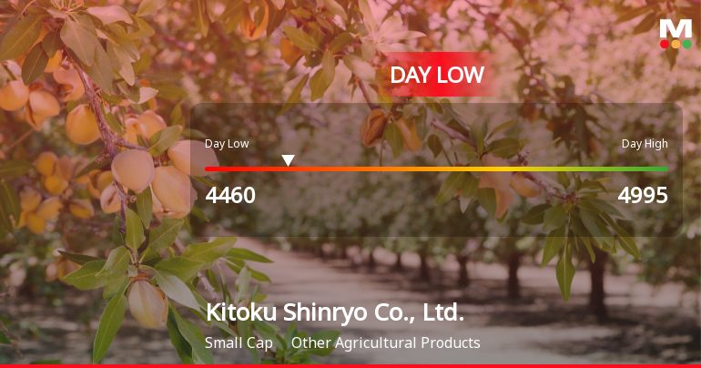 Kitoku Shinryo Hits Day Low at JPY 4,460 Amid Price Pressure