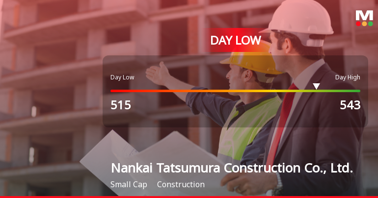 Nankai Tatsumura Stock Hits Day Low of JPY 515 Amid Price Pressure
