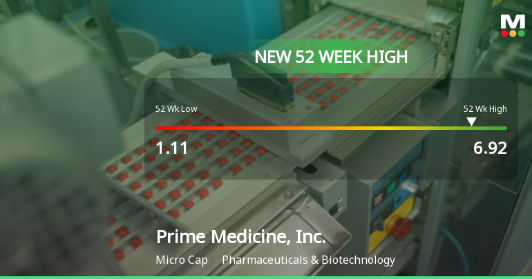 Prime Medicine, Inc. Hits New 52-Week High of $6.92