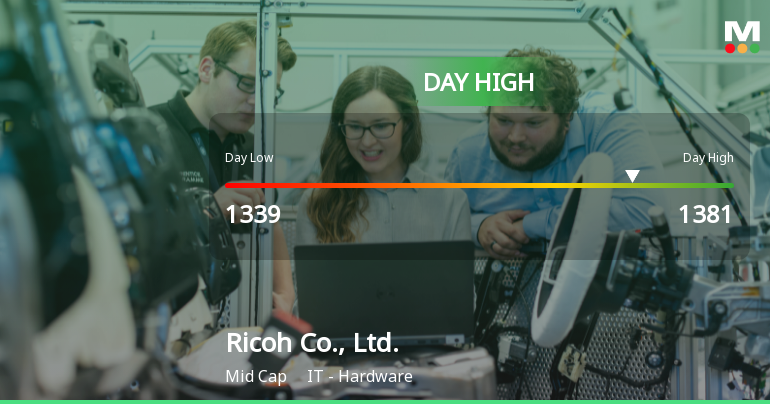 Ricoh Co. Stock Soars 5.5%, Hits Intraday High of JPY 1,381.00