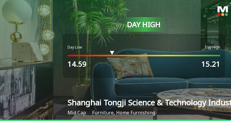 Shanghai Tongji Stock Soars 5.95%, Hits Intraday High of CNY 15.21