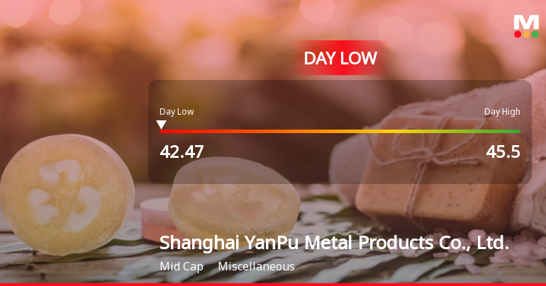 Shanghai YanPu Metal Products Hits Day Low Amid Price Pressure at CNY 42.47