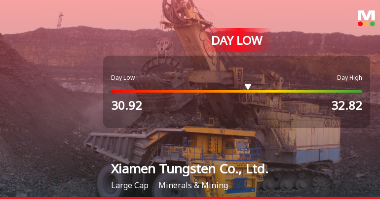 Xiamen Tungsten Stock Hits Day Low Amid Price Pressure at CNY 30.92