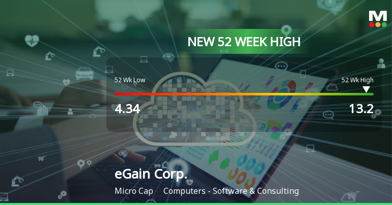 eGain Corp. Hits New 52-Week High of $13.20, Up 109% Yearly