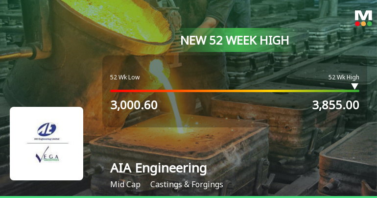 AIA Engineering Reaches New 52-Week High of Rs.3855 Marking Strong Momentum