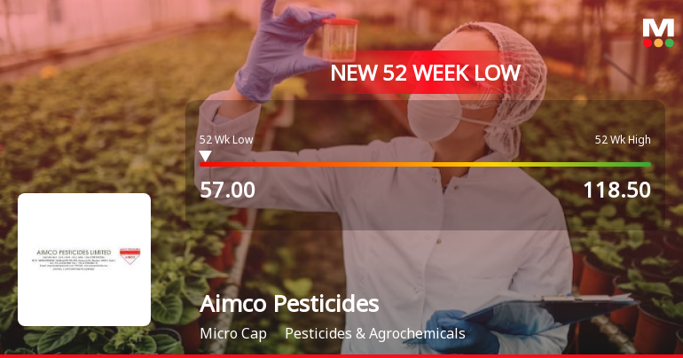 Aimco Pesticides Stock Falls to 52-Week Low of Rs.57 Amidst Continued Downtrend