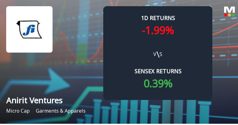 Anirit Ventures Ltd Faces Significant Selling Pressure with 45.29% One-Year Decline in Stock Price