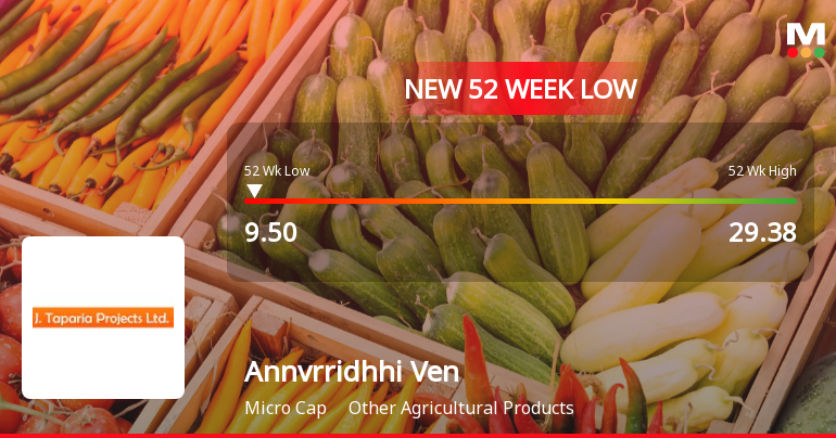 Annvrridhhi Ventures Stock Falls to 52-Week Low of Rs.9.5 Amid Market Underperformance