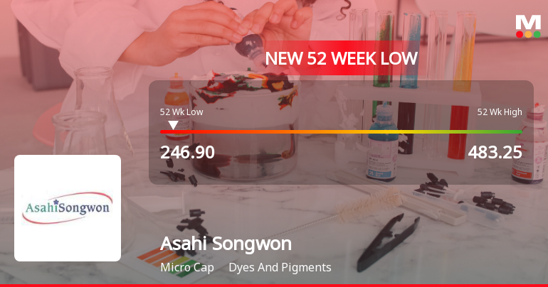 Asahi Songwon Colors Hits New 52-Week Low at Rs. 246.9