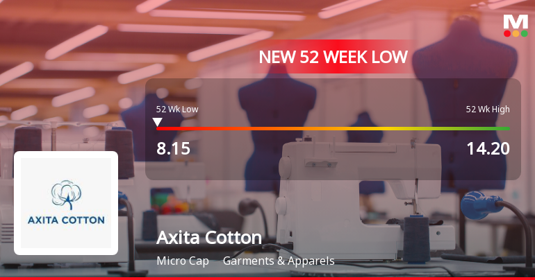 Axita Cotton Stock Plummets to New 52-Week Low at Rs. 8.15