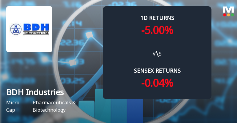 BDH Industries Faces Significant Selling Pressure, Declines 5.00% Amid Ongoing Losses and Sellers.