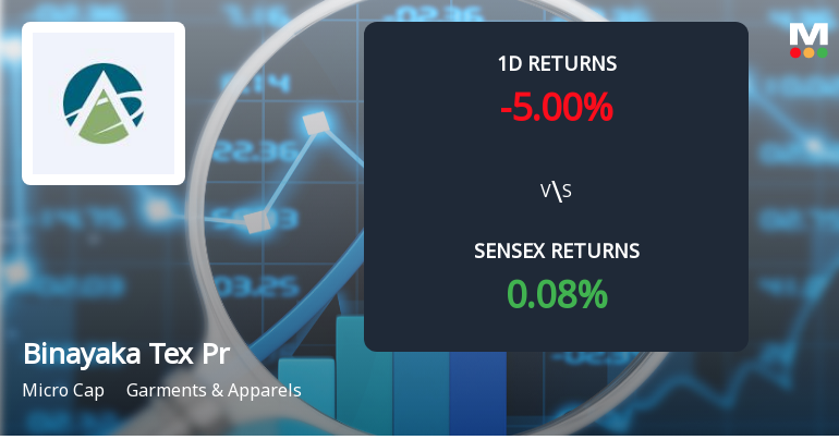 Binayaka Tex Processors Faces Intense Selling Pressure Amid Lower Circuit Lockdown