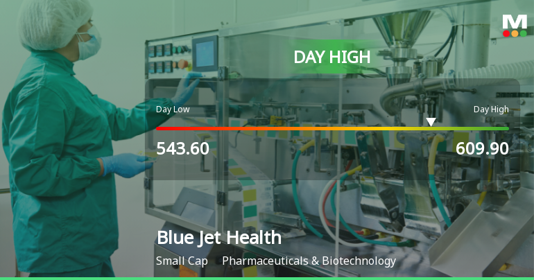 Blue Jet Healthcare Soars 7.97%, Hits Intraday High of Rs 597.9