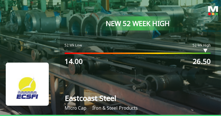 Eastcoast Steel Reaches New 52-Week High of Rs.26.5 Marking Significant Milestone