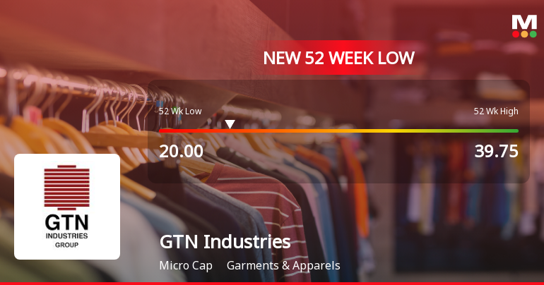 GTN Industries Falls to 52-Week Low of Rs.20 Amidst Continued Downtrend