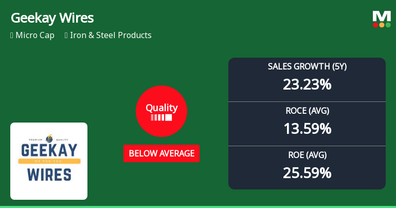 Geekay Wires Experiences Quality Grade Change Amidst Mixed Financial Performance Indicators