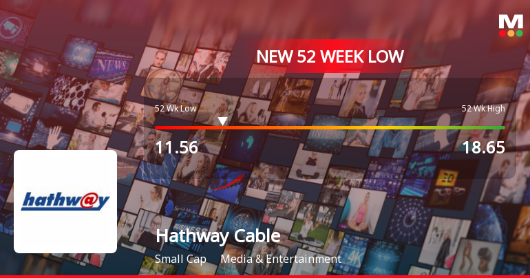 Hathway Cable & Datacom Falls to 52-Week Low of Rs.11.56 Amidst Continued Downtrend
