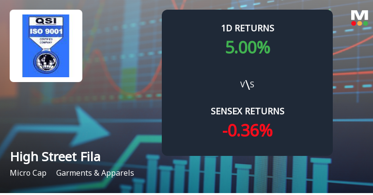 High Street Filatex Ltd Gains 5.00% Today Despite Recent 36.93% Monthly Decline