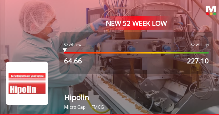 Hipolin Stock Falls to 52-Week Low of Rs 64.66 Amidst Prolonged Downtrend