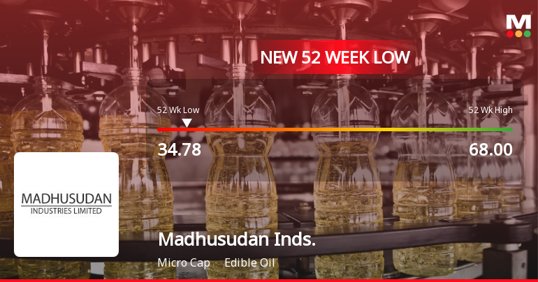 Madhusudan Industries Stock Falls to 52-Week Low of Rs.34.78