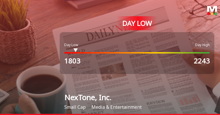 NexTone, Inc. Hits Day Low of JPY 1,803 Amid Price Pressure