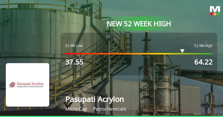 Pasupati Acrylon Hits New 52-Week High at Rs.64.22 Marking Strong Momentum