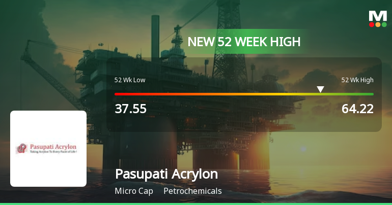 Pasupati Acrylon Hits New 52-Week High of Rs 64.22, Marking Significant Milestone
