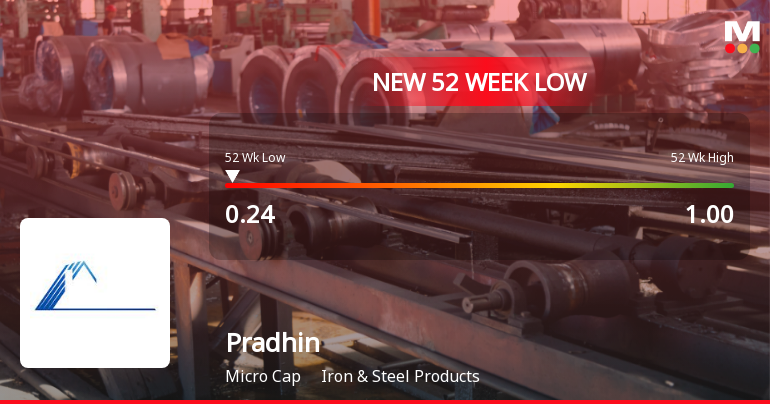Pradhin Stock Falls to 52-Week Low of Rs.0.24 Amidst Sector Outperformance