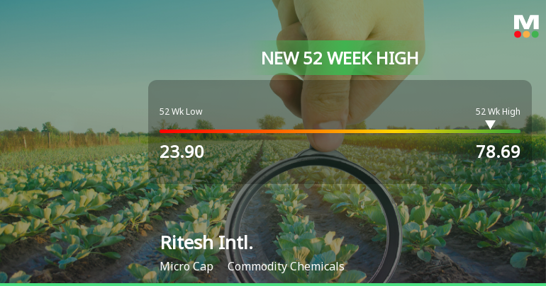 Ritesh International Hits New 52-Week High of Rs. 78.69