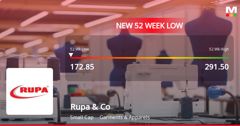 Rupa & Company Stock Falls to 52-Week Low of Rs.172.85