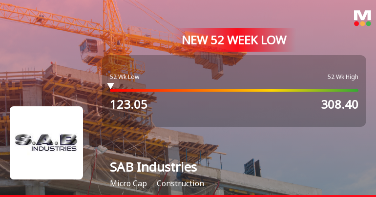 SAB Industries Stock Falls to 52-Week Low of Rs.123.05 Amidst Continued Downtrend