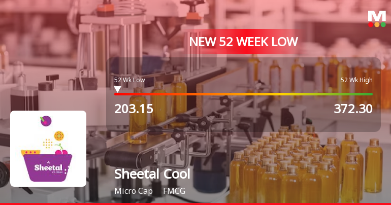 Sheetal Cool Products Falls to 52-Week Low of Rs.203.15 Amidst Continued Downtrend