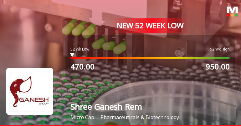 Shree Ganesh Remedies Hits New 52-Week Low at Rs. 470