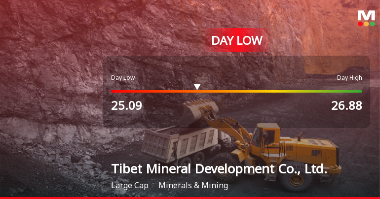Tibet Mineral Development Hits Day Low of CNY 25.09 Amid Price Pressure