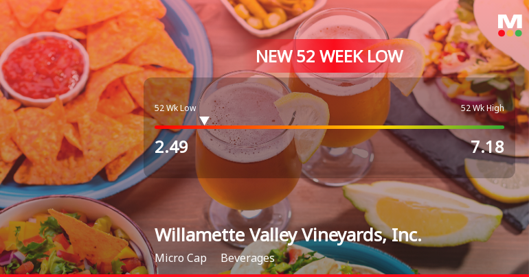 Willamette Valley Vineyards Stock Hits New 52-Week Low at $2.49