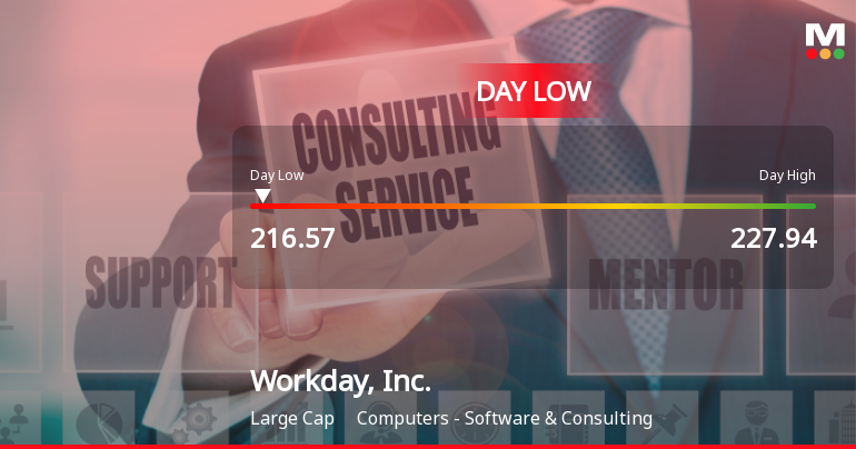 Workday, Inc. Hits Day Low of $216.57 Amid Price Pressure
