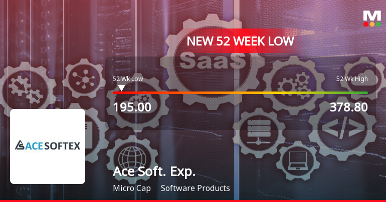 Ace Software Exports Stock Falls to 52-Week Low of Rs.195