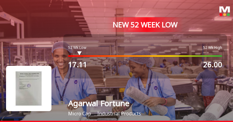 Agarwal Fortune India Stock Falls to 52-Week Low of Rs.17.11