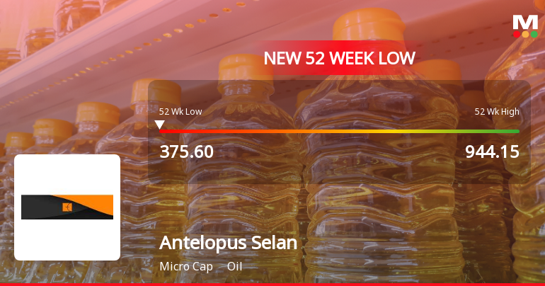 Antelopus Selan Energy Falls to 52-Week Low of Rs.375.6 Amidst Prolonged Downtrend