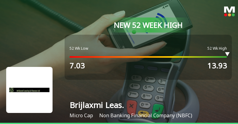 Brijlaxmi Leasing & Finance Hits New 52-Week High of Rs.13.93
