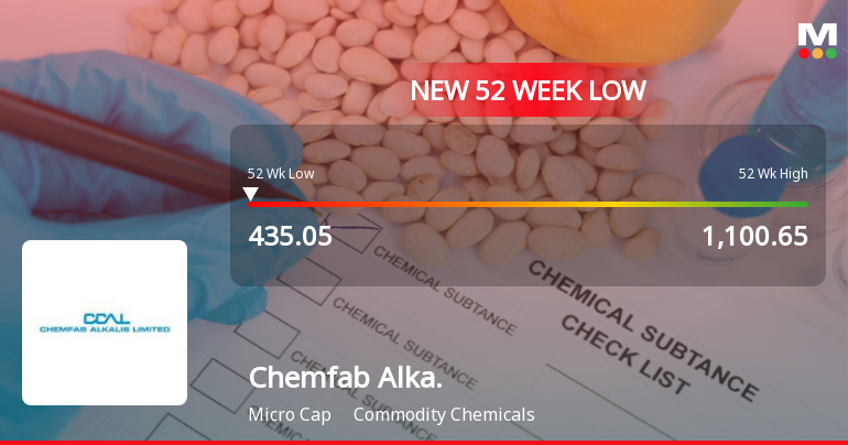 Chemfab Alkalis Stock Falls to 52-Week Low of Rs.435.05 Amidst Market Underperformance