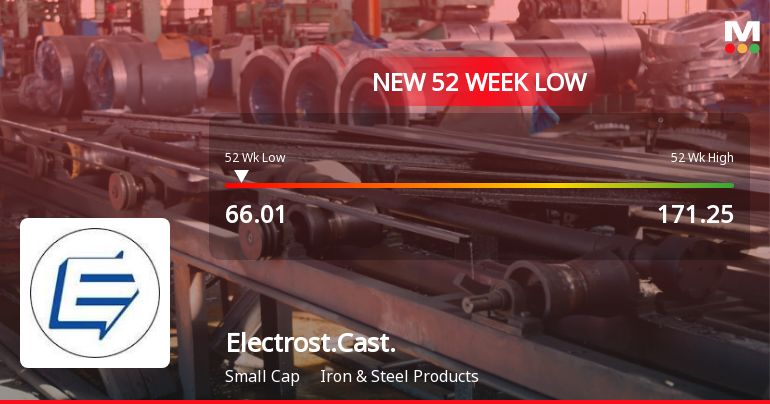 Electrosteel Castings Falls to 52-Week Low of Rs.66.01 Amidst Prolonged Downtrend