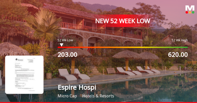 Espire Hospitality Stock Falls to 52-Week Low of Rs.203